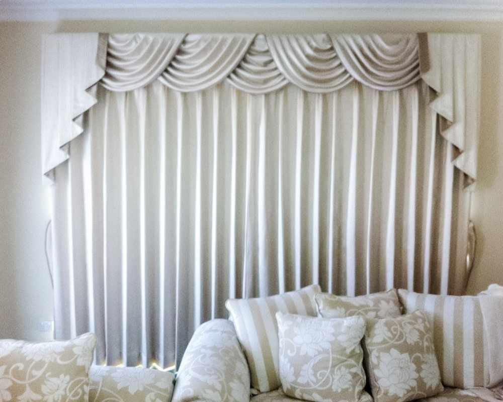 Pelmets pinch pleat curtains with swags Lilydale